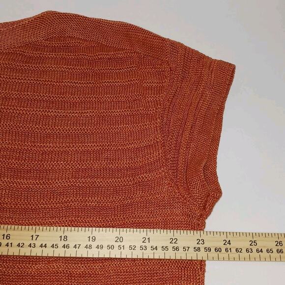 Talbots Linen Cable Knit Sweater Vest Boat Neck Orange XL Boho Beach Preppy EUC - Picture 4 of 6